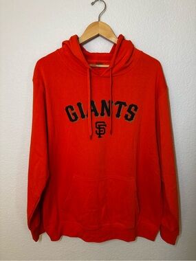 Stitches Men's Bright Orange Giants Crewneck Hoodie